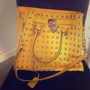 Michael Kors Hamilton stud yellow purse